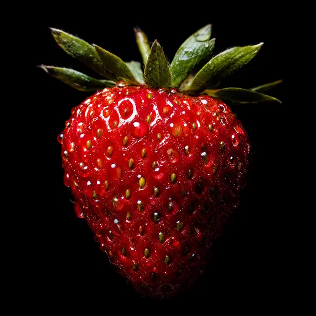 A halved strawberry